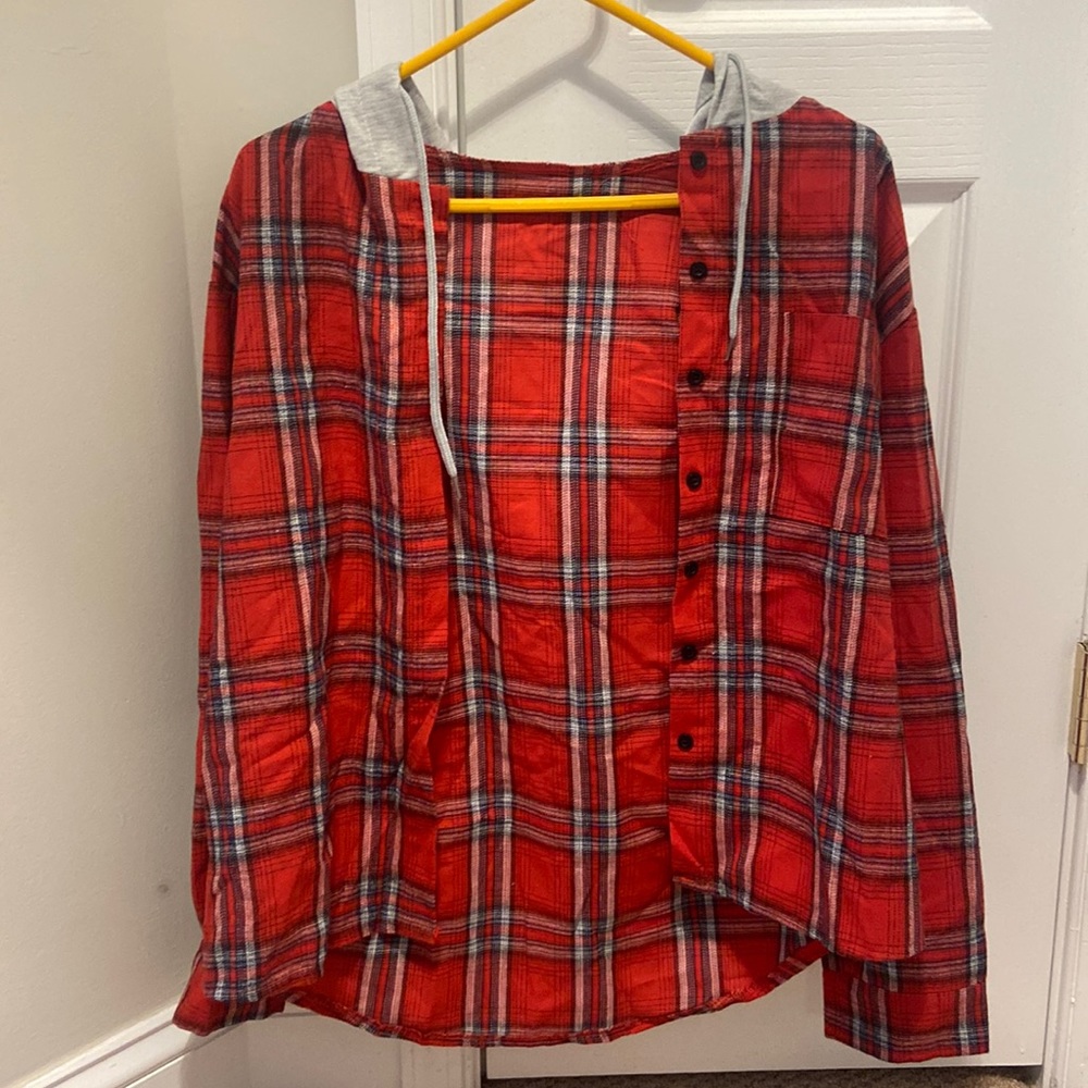 Red hoodie flannel